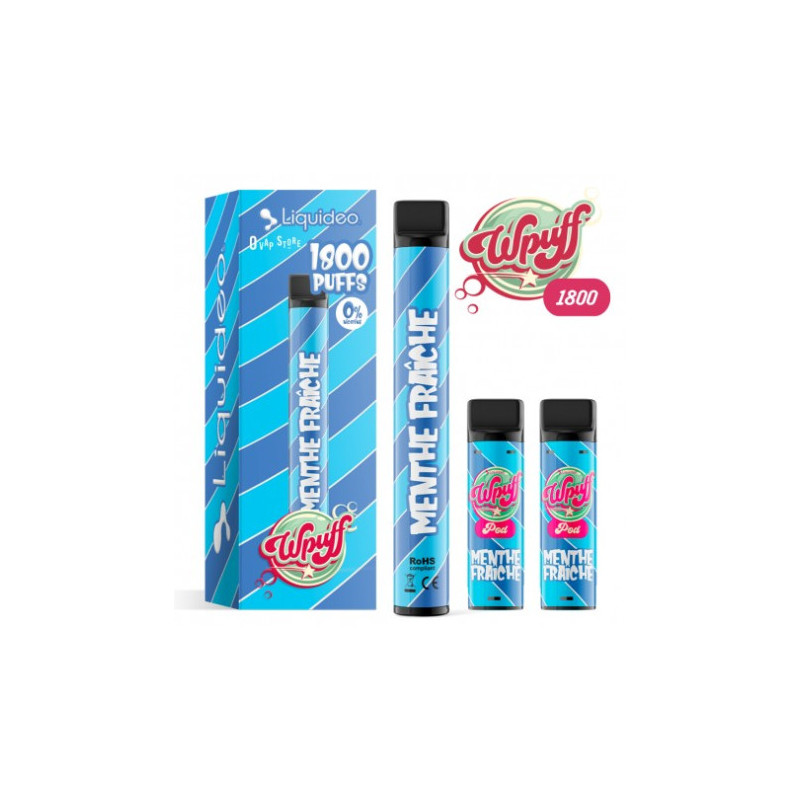 KIT WPUFF MENTHE FRAICHE 1800 Pod + 3 pods 2ML  - LIQUIDEO